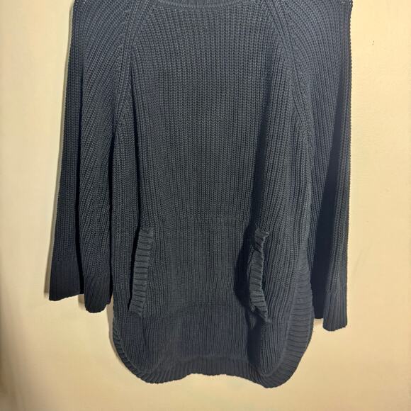 UGG Sweater Women S Black Knit Kangaroo Pocket Minimal Modest Boho Tunic Turtle - Picture 8 of 8